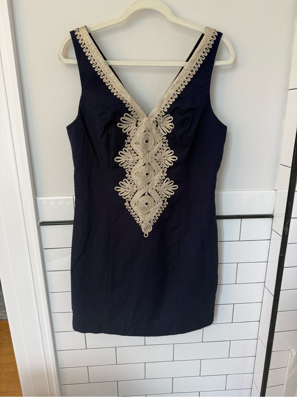 Lilly Pulitzer Navy Dress with Gold Trim